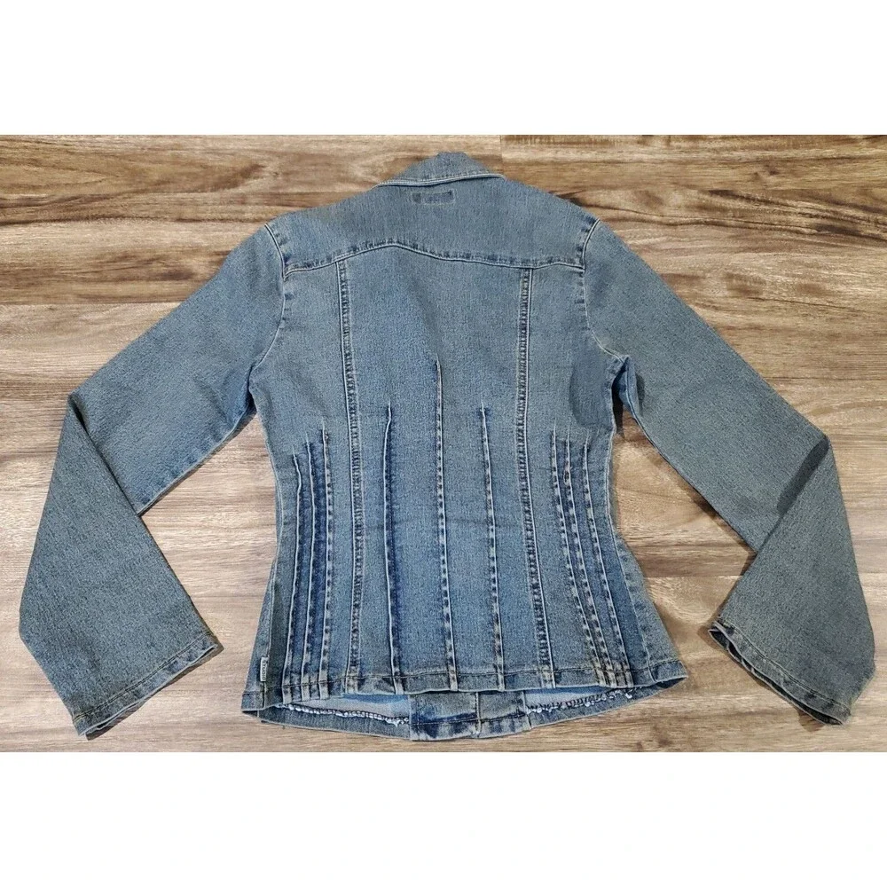Max Studio Jeans Women's Small Soft Denim Blazer Jacket Single Button Blue - Picture 4 of 5